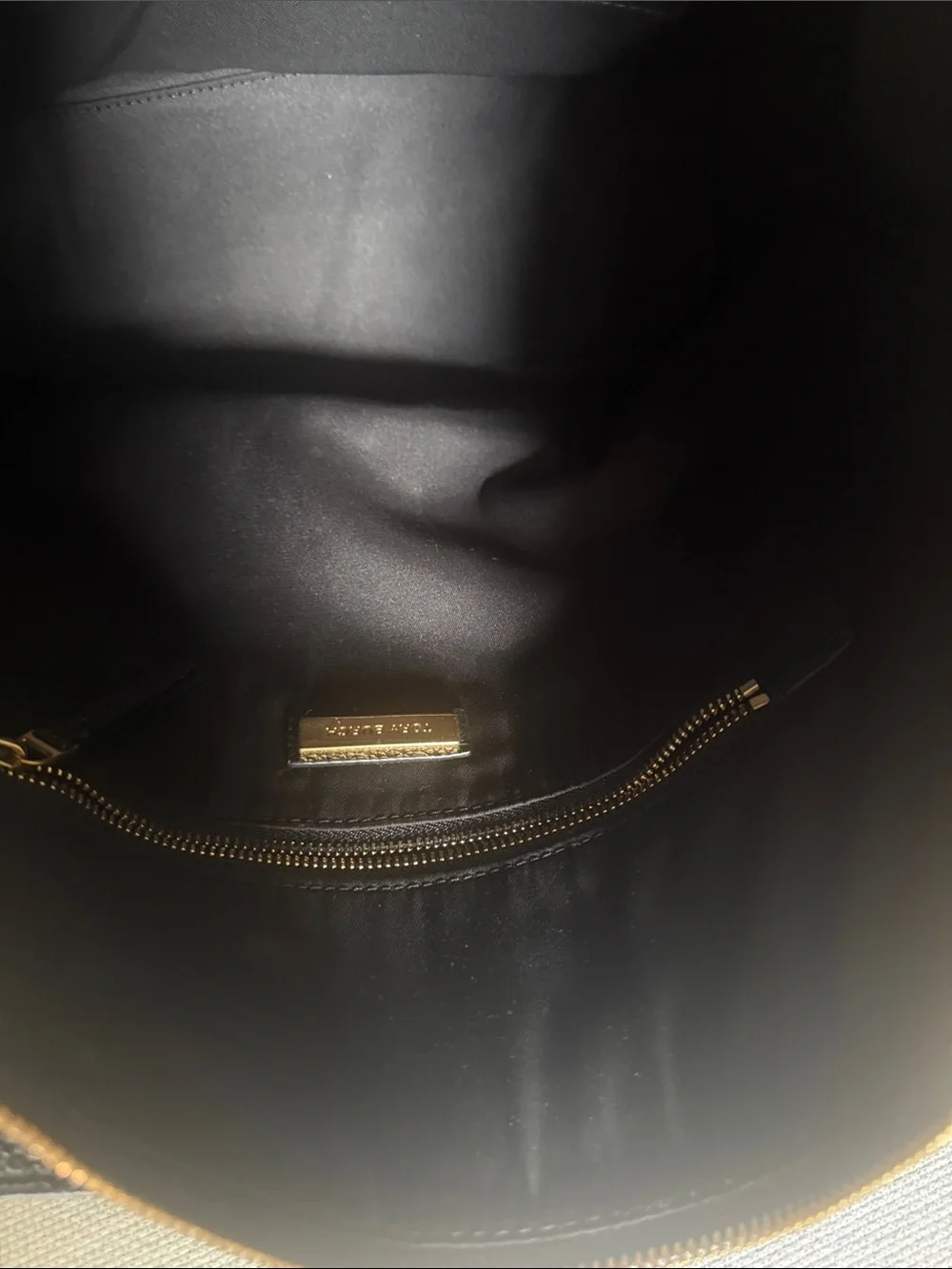 Tory Burch Black Pebbled Leather Shoulder Hobo with Gold Logo Chain